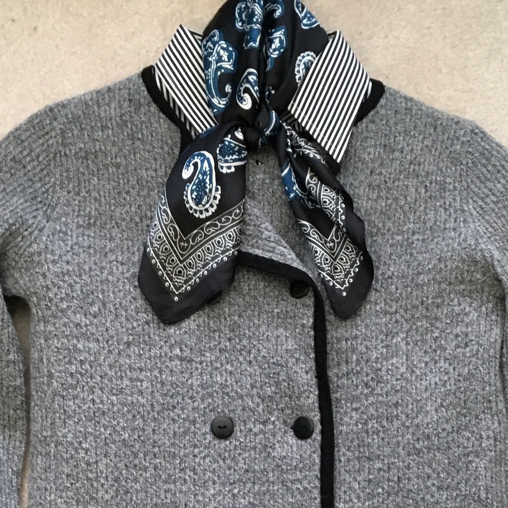 JCrew sweater blazer gray black double breasted